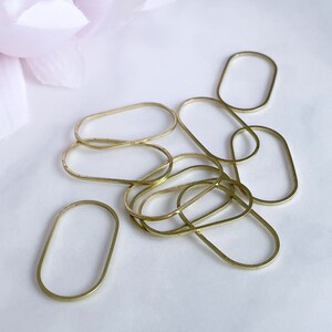 brass oval finding jewelry connector oval hoop earring supplies, x 6 pcs image 3