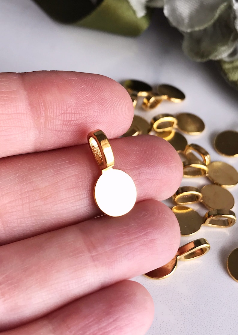 Glue on Bails Gold Bails X 20 Pendant Rings Pendant Tops Round Etsy