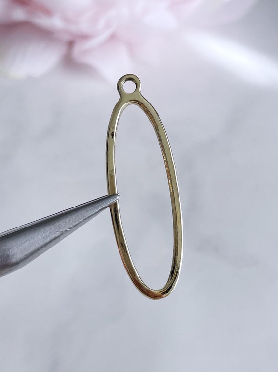 Gold Alloy Oval Earring Charms: Jewelry Making (4 pcs)