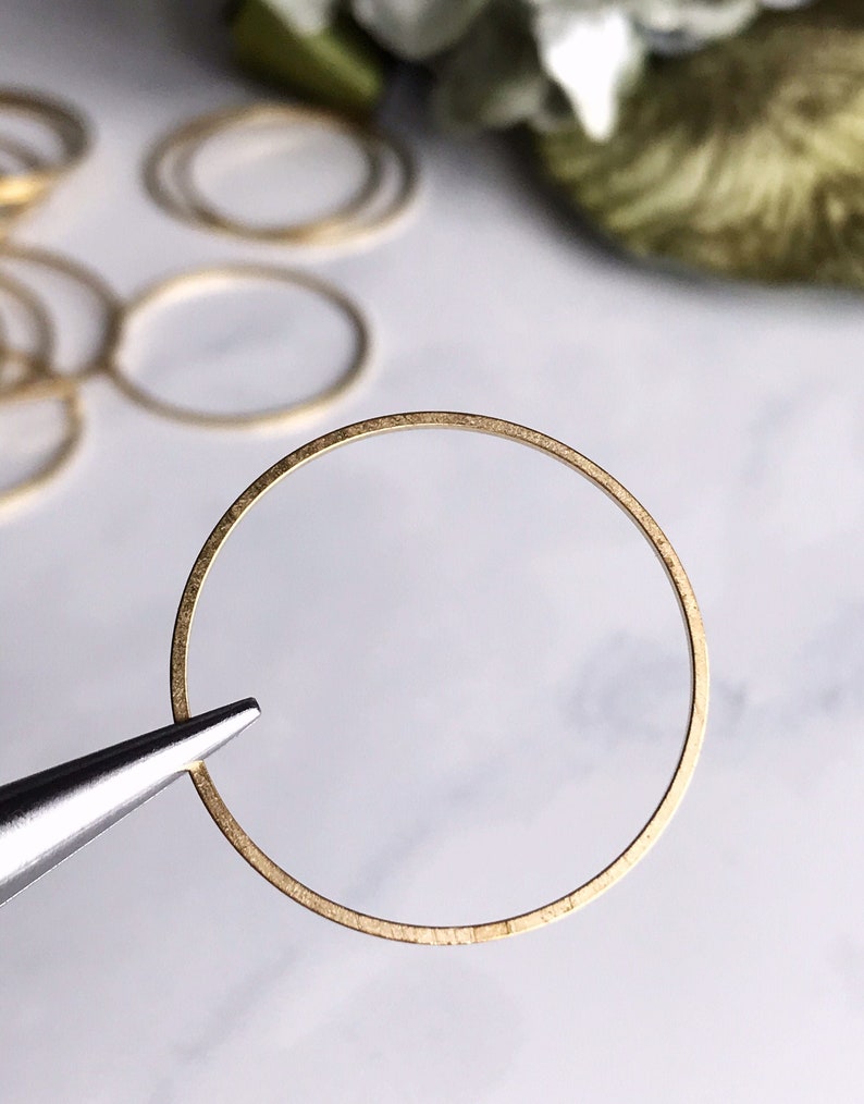 large brass ring brass circle 30mm jewelry finding earring hoop charm connector links gold ring, 10 pcs image 1