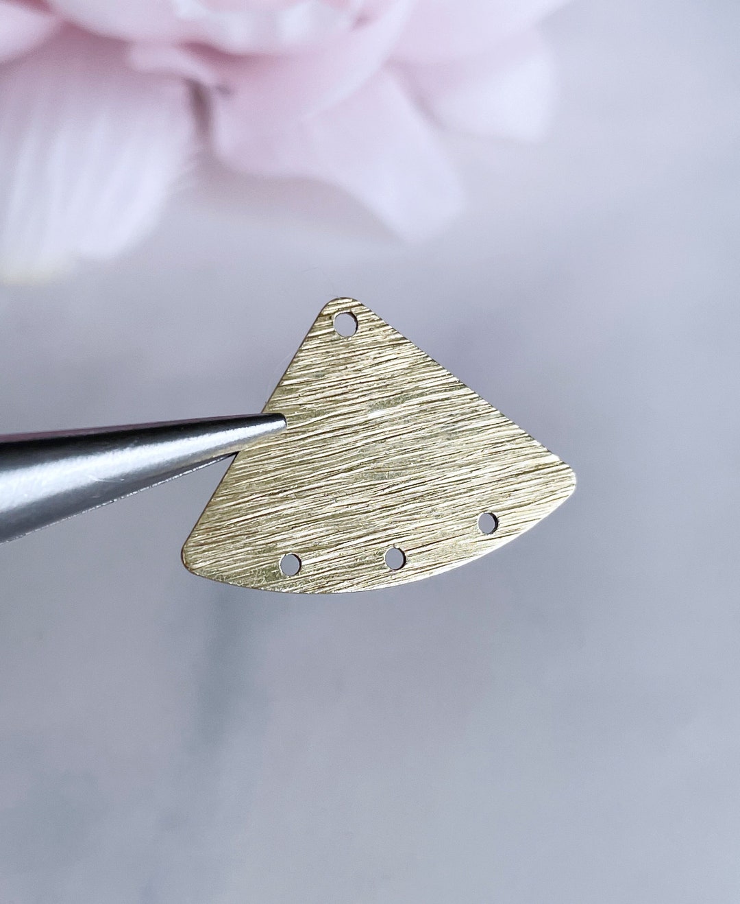 Textured Brass Fan Connector: Triangle Charm Hanger, Earring Findings ...