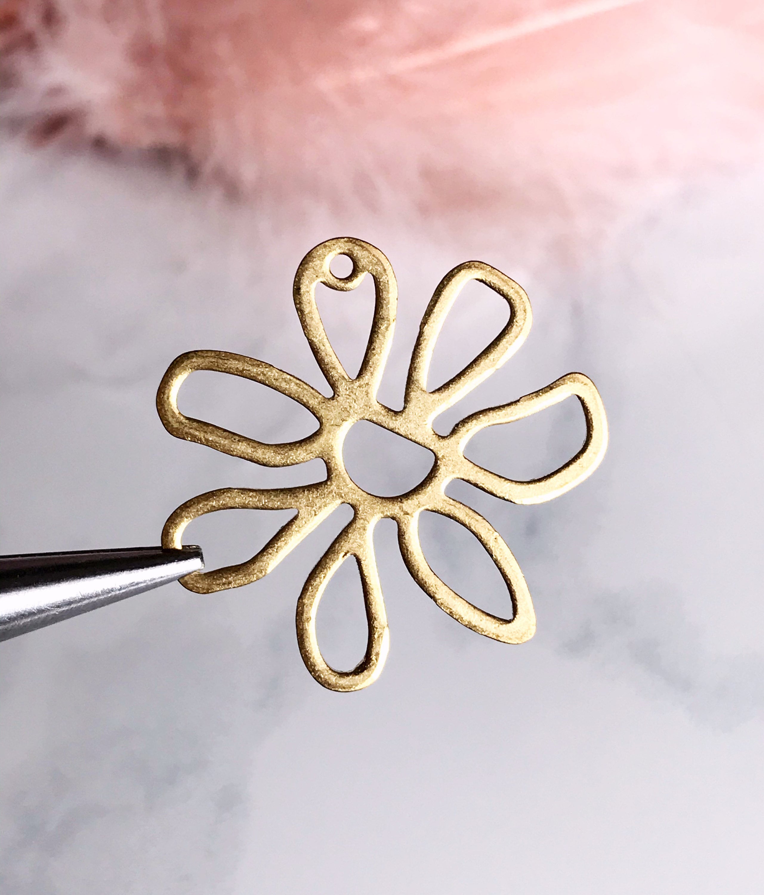 small brass flower charm flower pendant brass floral daisy jewelry fi…