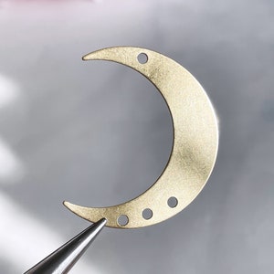 large moon charm holder brass crescent moon connector moon pendant with holes jewelry beading supply, x 2 pcs