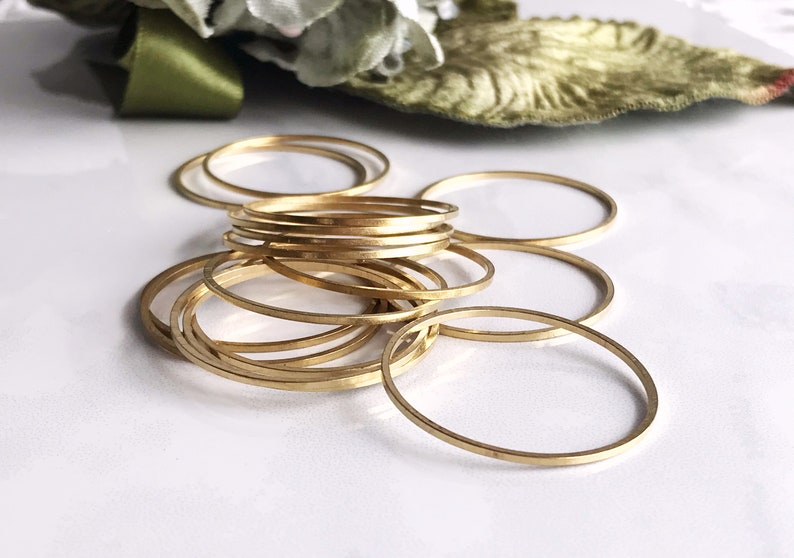 large brass ring brass circle 30mm jewelry finding earring hoop charm connector links gold ring, 10 pcs image 4