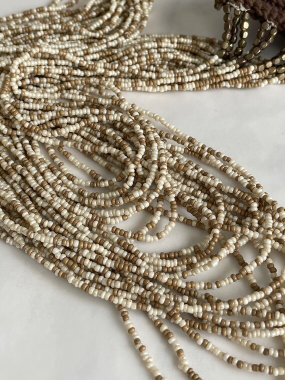 vintage seed bead multi strand statement necklace… - image 7