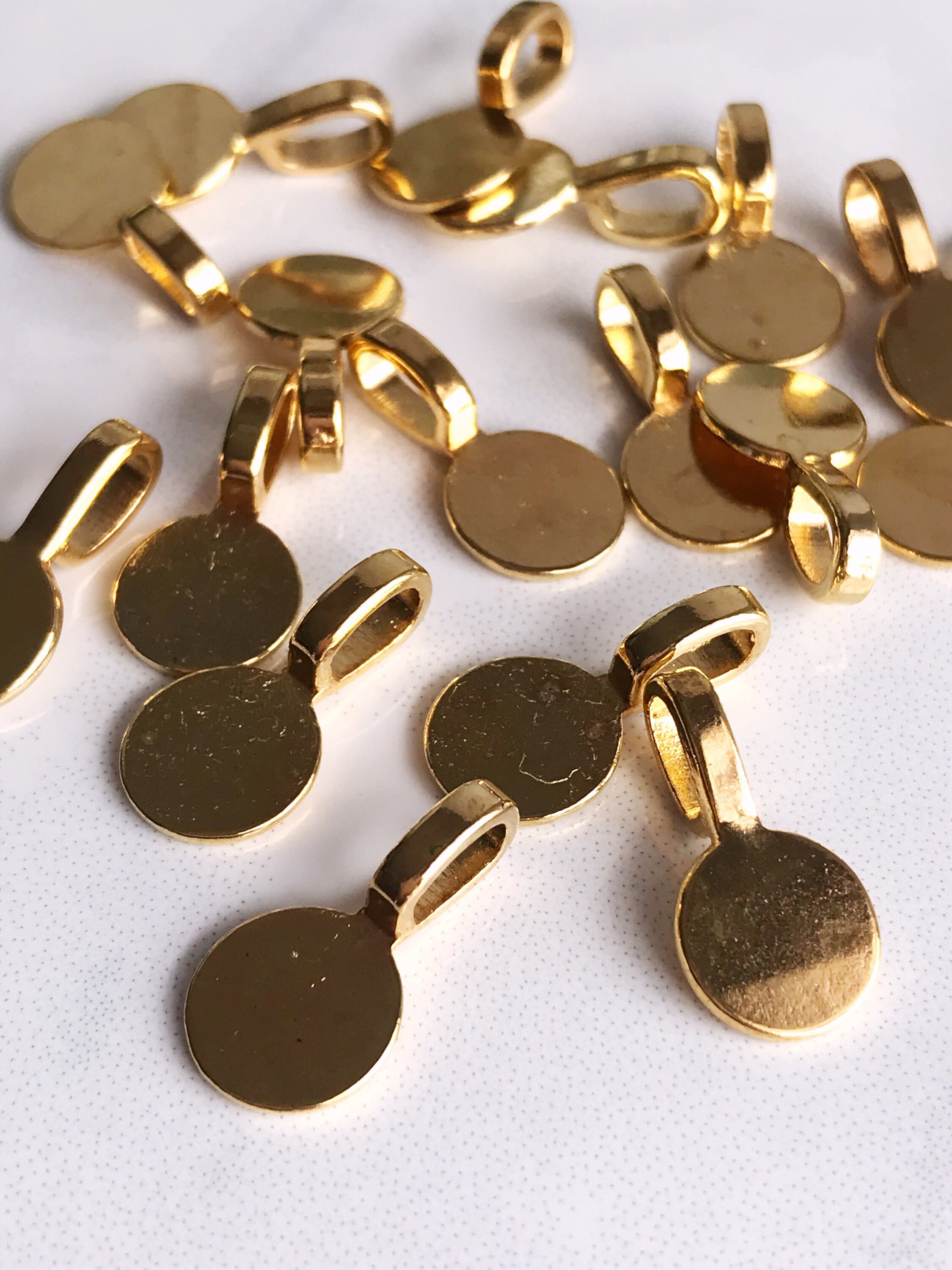 Glue on bails gold bails x 20 pendant rings pendant tops round Etsy