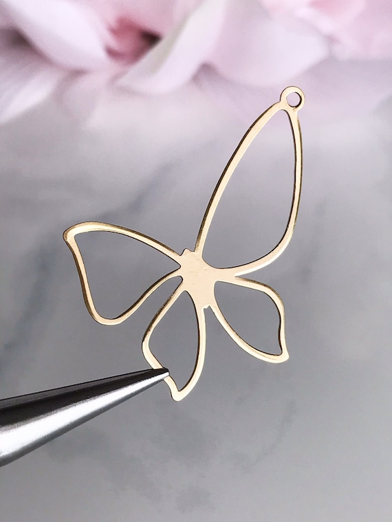 Brass Butterfly Charm Connectors: Spring Jewelry Findings (4 pcs)