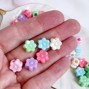 Perles de fleurs colorées Perles florales en plastique Grand trou 12mm Multi Pastel Kawaii Bijoux, x 25 pcs image 2
