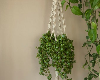 Gardening gift, Hanging planter, gray Macrame plant hanger for wide  pot, gardening, plant holder,