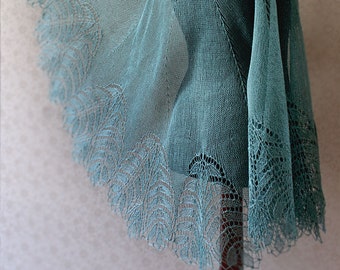 Handknitted lace linen shawl - made to order in any colour