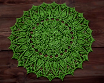 Crochet doily stylish interior decor - Big size green doily