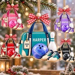 Personalized Bowling Bag Ornament, Custom Bowling Christmas Ornament, Bowling Ball Gift, Bowling Team Gift, Bowler Gift, Xmas Hanging Tree
