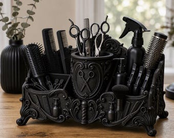 バロック様式の理髪スタンドの3Dプリント用STLファイル – 理髪師とハサミの収納用デジタルモデル – 直接ダウンロード