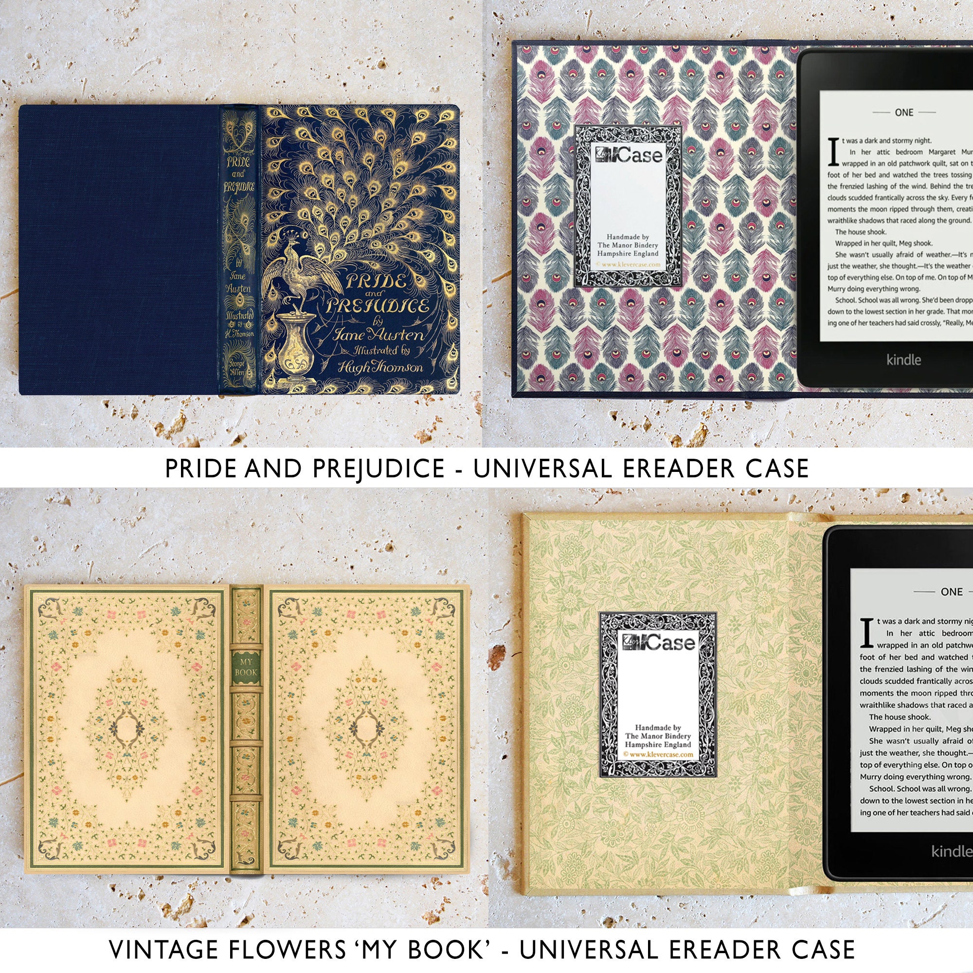 Klevercase Universal Kindle and Ereader or Tablet Case With Hardback Book  Cover Design Gift for Book Lovers 