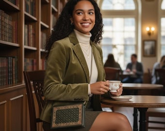 Green Book Purse: Faux Leather Crossbody Bag for Book Lovers