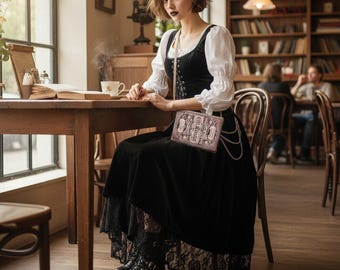 KleverCase Book Look Crossbody Shoulder Bag Purse with Grimoire Magic Gothic Book Cover