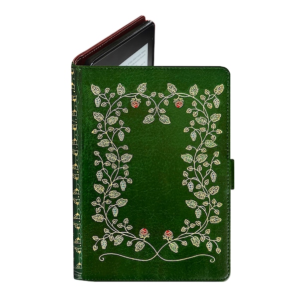 KleverCase Funda de libro floral verde para eReader y tableta. Incluye Kindle, Kindle Paperwhite, Kindle Fire, iPad y muchos más.