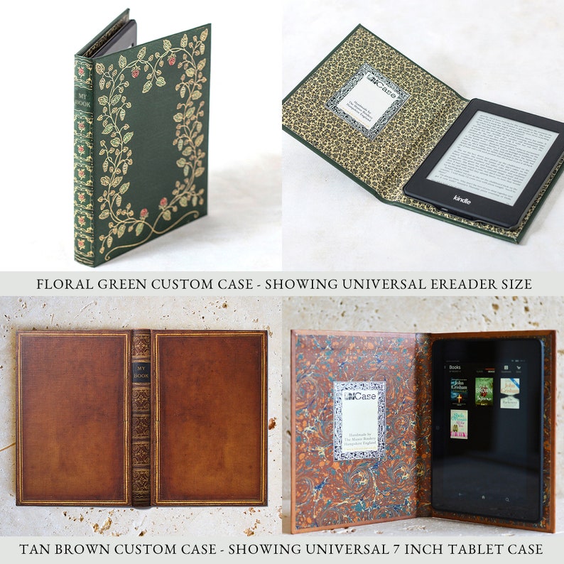 KleverCase Personalised Universal eReader and Kindle or Tablet Classic Book Case. Customised Spine and Front Antique Book Cover Designs. imagem 2
