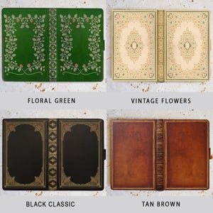 Book-look case for kindle, kindle paperwhite, colorsoft, oasis, scribe, kobo clara, libra and most e-readers. Faux leather covers. image 2