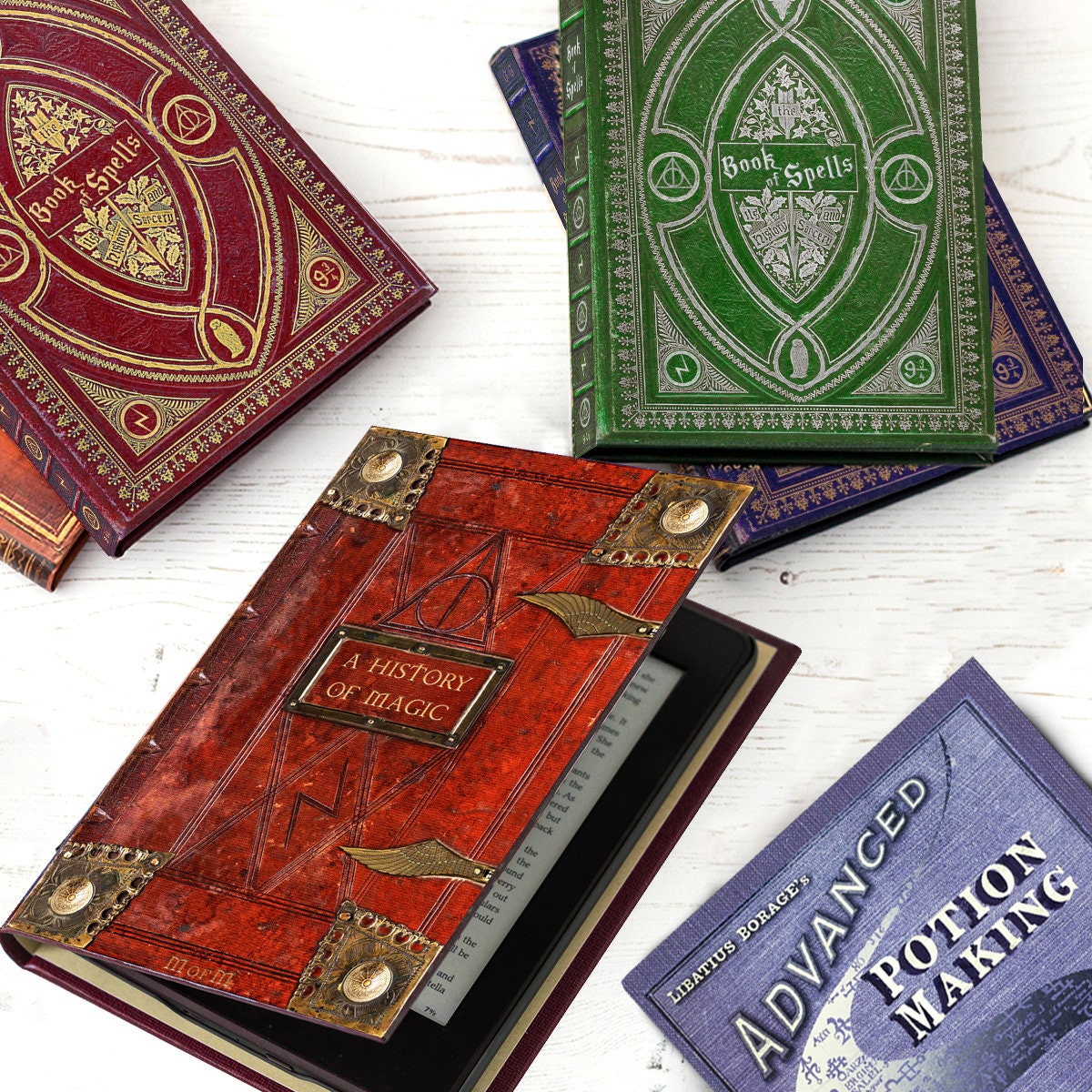 Kindle Case with Potter Themed Book of Spells Covers