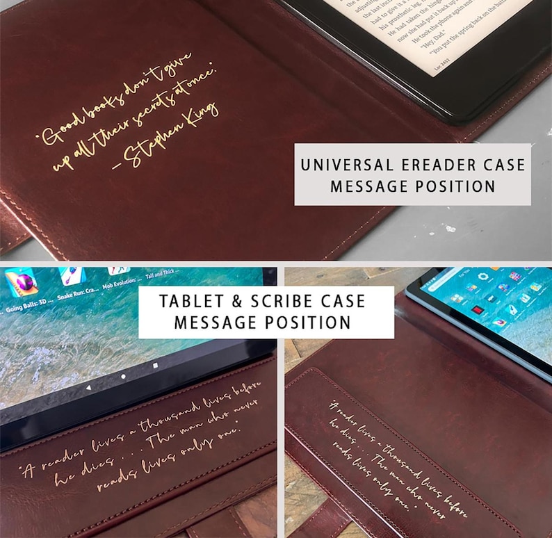 Book-look case for kindle, kindle paperwhite, colorsoft, oasis, scribe, kobo clara, libra and most e-readers. Faux leather covers. image 9