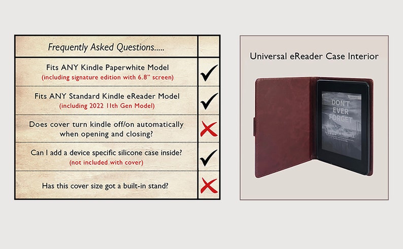 KleverCase Universele Kindle en eReader-hoes met luxe kunstleren klassieke boekomslagen. Verschillende iconische boekomslagontwerpen. afbeelding 9