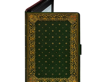 Couverture de livre verte ornée KleverCase pour liseuse et tablette. Comprend le Kindle, le Kindle Paperwhite, le Kindle Fire, l'iPad et bien d'autres.