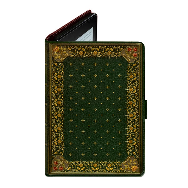 KleverCase Ornate Green Book Cover for eReader and Tablet. Includes Kindle, Kindle Paperwhite, Kindle Fire, iPad and many more.