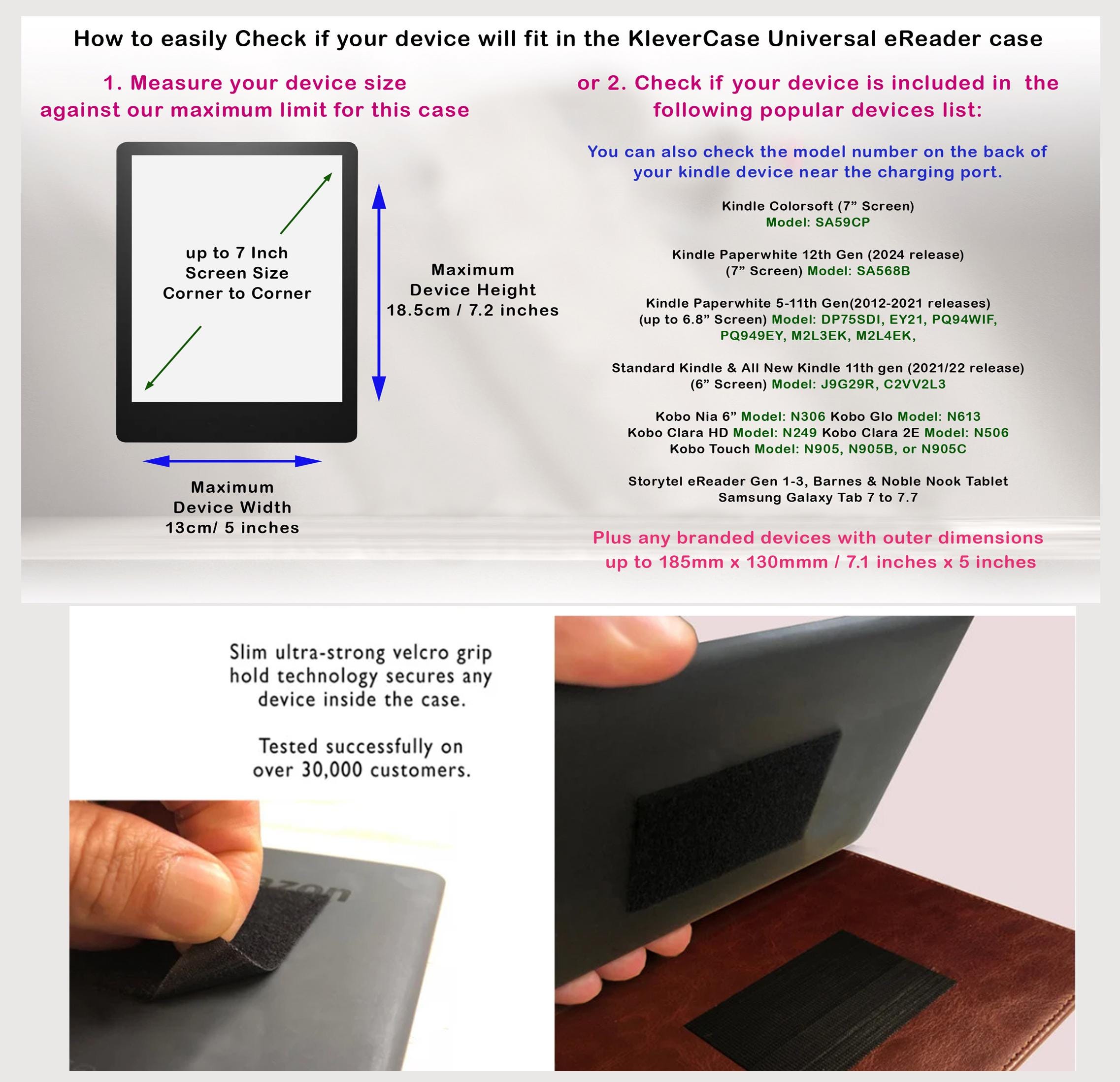 KleverCase Book Look eReader Case for Kindle Colorsoft, Paperwhite, Kobo, Storytel and more.