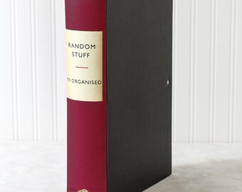 Cherry Red Personalised Office Ring Binder or Custom Box File Storage. Paperwork and Shelf Tidy. Thoughtful Gift for Book Lovers.