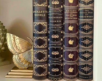 A4 Ring Binder Set, 4 Book Look Vintage Decorative Files for Office and Home