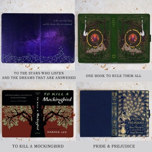 Étui universel pour liseuse Kindle Paperwhite KleverCase avec diverses couvertures de livres classiques emblématiques. image 5