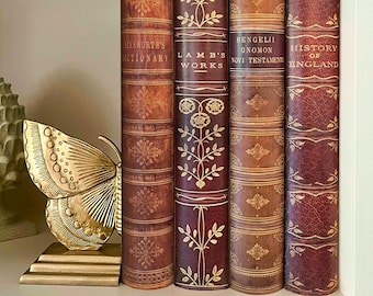Set of 4 Book-Look A4 Ring Binders English Historical Themed Library Shelf-Art