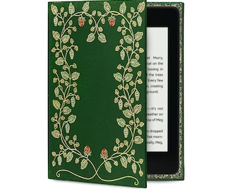 KleverCase Universal Kindle and eReader or Table Case with Antique Floral Green Book Cover for Book Lovers