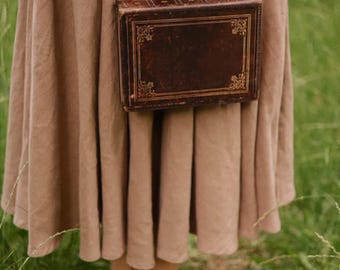 Book Look Handbag Old Brown Leather Book with Gold Design Shoulder Bag Purse