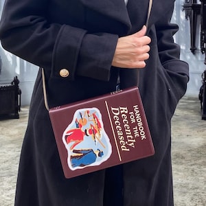 Sac à main KleverCase look livre à bandoulière avec couverture de livre manuel pour personnes décédées récemment