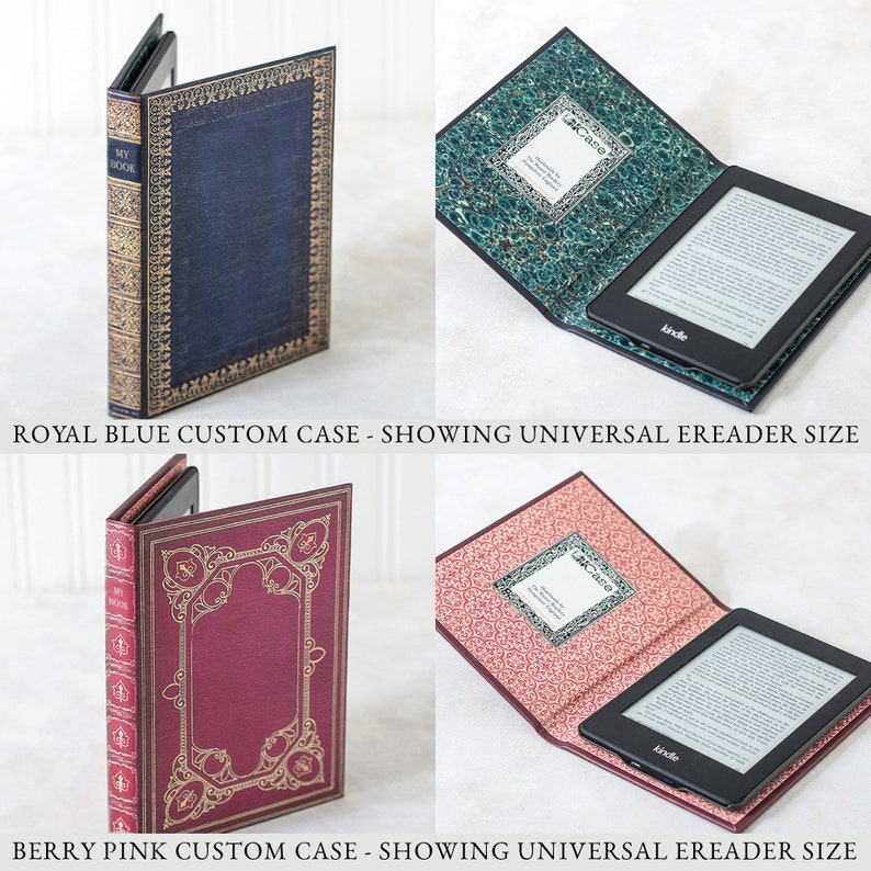 KleverCase Custodia universale personalizzata per eReader e Kindle o Tablet Classic. Disegni personalizzati per copertine di libri antichi sul dorso e sul davanti. immagine 3