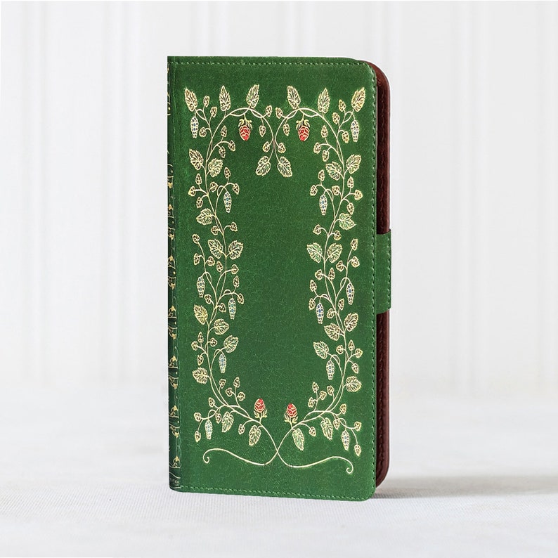 KleverCase Funda para iPhone y Samsung con funda Classic Book en verde antiguo imagen 1