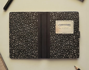 Personalised Composition Book-look case for kindle, kindle paperwhite, colorsoft, oasis, scribe, kobo clara, libra and most e-readers.