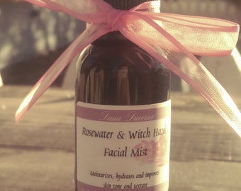 Rosewater & Witch Hazel Facial Mist | Toner | 2oz | Natural Facial Care | Add Tea Tree EO!