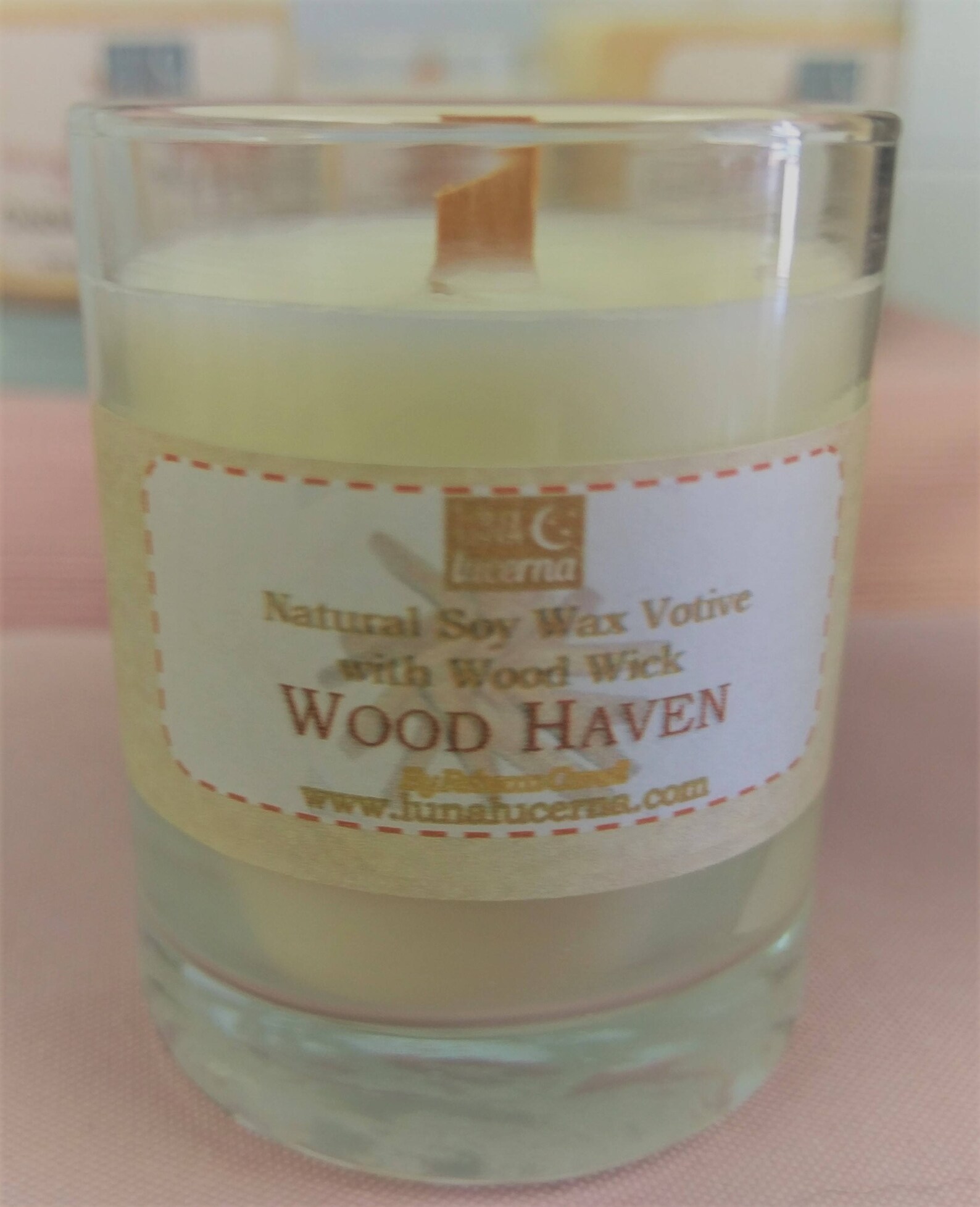 Natural Soy Wax Votive Candle With Wood Wick 2oz Crackle Etsy