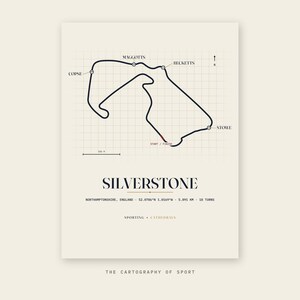 Silverstone Circuit Map Print | F1 Track Poster, British Grand Prix Wall Art, Motorsport Gift, 3 Colours, Digital Download