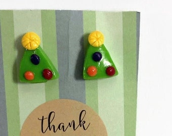 Christmas Tree Earrings, Christmas Jewelry, stocking stuffers, holiday gifts, gift ideas, Polymer clay charms, whimsical, cookie charms,