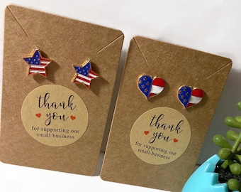 4th of July Earrings, Patriotic Earrings, Stud earrings, USA jewelry, red, white, and blue, Independence Day, Gifts for her, Gift ideas,