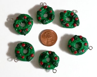 Christmas Wreath Charms, Christmas Charms, wreath charms, holidays charms, festive charms, Christmas, Gift ideas, Handmade Charms,