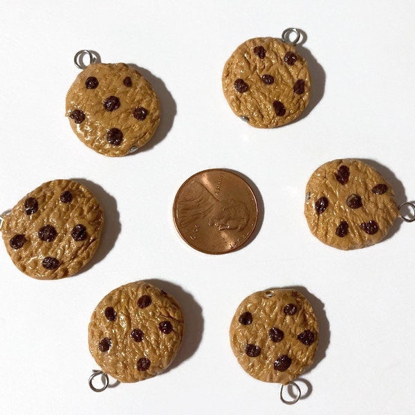 Chocolate chip cookie charms, cookie charms, cookies, polymer clay charms, food charms, tiny food, food jewelry, kawaii charms, handmade