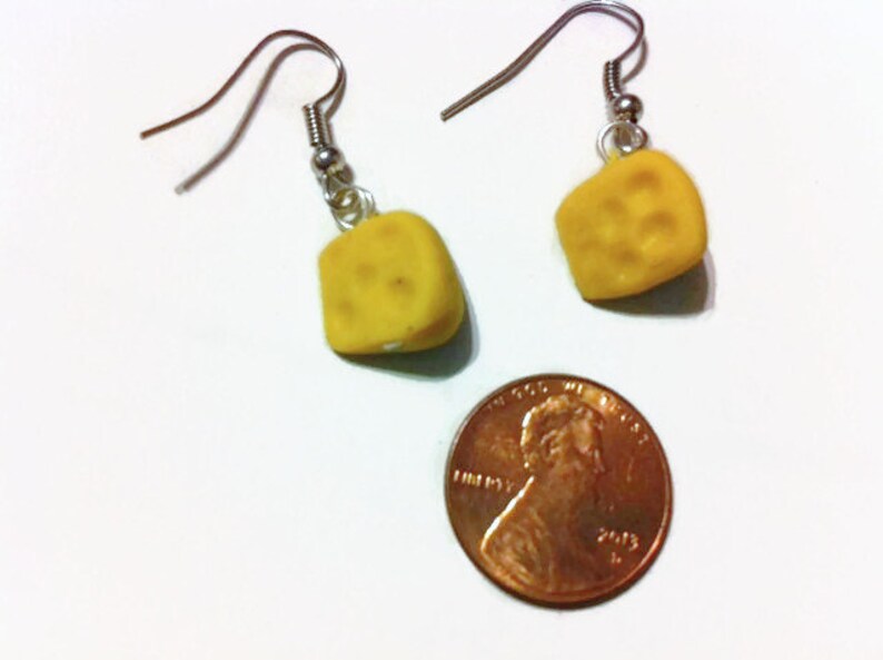 Cheese Earrings, Cheesehead, Green Bay Packers, Food Jewelry, Football Fans, Kawaii, gag gifts, gift ideas, silly jewelry, funny earrings image 2