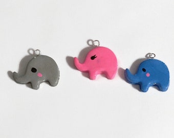 Elephant Charms, Baby shower charms, animal charms, clay charms, polymer clay charms, gift ideas, craft supplies, baby shower, handmade