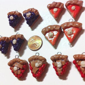 Assorted Pie Charms 12 Pieces, Handmade charms, polymer clay charms, kawaii charms, food charms, tiny food, food miniatures, clay food, image 2