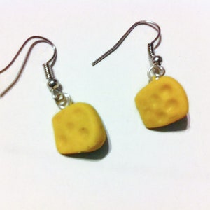 Cheese Earrings, Cheesehead, Green Bay Packers, Food Jewelry, Football Fans, Kawaii, gag gifts, gift ideas, silly jewelry, funny earrings image 1